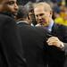 Michigan basketball head coach John Beilein greets a coach from Cleveland State before the start of their game in the NIT Season Tip-Off  at Crisler Center on Tuesday. Melanie Maxwell I AnnArbor.com